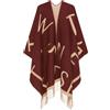 TWINSET Poncho bordeaux con frange Twinset