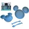 CARTOON Set 4 stoviglie Topolino Disney in plastica riutilizzabile adatto al microonde set pappa sagomato piatti e posate accessori pranzo per bambini