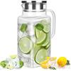 Ezvsevuo Caraffa Vetro 1,5 Litre Brocca Acqua Vetro con Coperchio in Acciaio Inossidabile,Trasparente e Resistente Calore Borraccia Bottiglie per Acqua Fredda e Calda,Succo di Frutta,Caffè,Tè