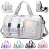 Hoseay Borsone Palestra Donna Grande Borsone da Viaggio con Tracolla Borsa Piscina Impermeabile Borsa Sportiva con Scomparto Scarpe Borse Danza Leggero per Gym Piscina Nuoto Ginnastica, Bianco