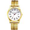 Oidea Orologio da polso da uomo con cinturino elastico: 24 ore, militare, quadrante facile da leggere, lancetta dei secondi, analogico, al quarzo, Oro