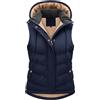 Tuopuda Smanicato Donna Zip Vest Gilet Elegante Cappotti Autunno Invernale Termico Giacche Trapuntato Collo Alto Cardigan Felpe Senza Manica Fleece Regalo, Marina, S
