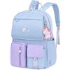 FANDARE Zainetti per bambini Cartelle per la scuola Zaino Scuola Ragazze Ragazzi Zainetto per 3-6 Grado Studenti Scuola Lavoro Escursioni Viaggi Daypacks Impermeabile Nylon Blu Viola
