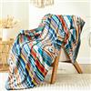 Qucover Coperta Pile Matrimoniale, Coperta Divano Riscaldante e Morbida, Divano Letto Sngolo in Morbido Flanella Pelosa, Copriletto Singolo 200x200 con Strisce Colorate su Entrambi i Lati.