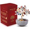 WEILAOK Albero della Vita di Quarzo Rosa, Pietre Chakra Oggetti, Soprammobile Portafortuna, Feng Shui Pietre e Cristalli, Meditazione Reiki Oggetti per Decorazione della Casa Regali di Compleanno