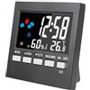 Fllyvly Radiosveglia digitale con indicatore di temperatura, orologio radio DCF, sveglia da viaggio, display LCD da 3,3 pollici, con retroilluminazione a LED blu, visualizzazione data e giorno della