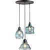 EKSED Vetro blu con motivo acqua a 3 luci Luce pendente Lampadario a sospensione con lampadario a sospensione per isola della cucina (Rotondo)
