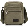 FuninCrea Borsa a tracolla casual, borsa a tracolla in tela da uomo, borsa a tracolla multi tasca per telefono con tracolla per sport, viaggi, escursionismo, ciclismo, Verde, s