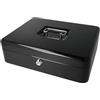 Westcott Cassetta portavalori con serratura (grande, 30 cm) nera | Cassetta con serratura in lamiera d'acciaio con 2 chiavi | Inserto rimovibile per monete con 5 scomparti | E-51002 BLACK