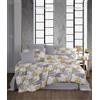 Nuit Des Rêves Set copripiumino matrimoniale (200 x 200 cm), 50% cotone/50% poliestere, grigio/bianco/giallo, include 2 federe (80 x 80 cm), lavabile in lavatrice a 40 °C, elegante e confortevole