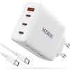 MZHOU Caricatore USB C 120W, adattatore di ricarica ad alta velocità a 4 porte (3USB-C + 1USB-A), 1 cavo di ricarica rapida da 2M, caricatore USB C 3.0 per Iphone/IPad/Laptop e altri adattatori USB