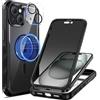 seacosmo Cover per iPhone 15 Plus Privacy Magnetica, Compatibile con Magsafe, Antispy Schermo Integrata in Vetro Temperato, Protezione Fotocamera, Custodia 360 Gradi Antishock Fronte Retro - Nero