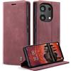 Monweicz Cover Compatibile con Redmi Note 13 Pro 4G, Custodia Portafoglio con Slot per Scheda, Protezione Completa Premium in Pelle PU, Flip Libro Magnetica Redmi Note 13 Pro 4G, Vino Rosso