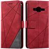 SONWO Cover per Galaxy J3 2015 / Galaxy J3 2016, Flip Caso in PU Pelle Case Cover Portafoglio Custodia per Samsung Galaxy J3 2015 / Galaxy J3 2016, [Kickstand] [Slot per Schede], Rosso