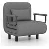 Fabulcozy Divano Letto Singolo Convertibile 4 in 1 - Poltrona-Letto Pieghevole con Cuscino, Schienale Reclinabile, Pouf Trasformabile per Camera da Letto o Ufficio, 60L x 68P x 87A cm（Grigio）