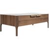 AC ANGEL CERDÁ Ángel Cerdá - Tavolino Rettangolare in Fibra di Vetro Effetto Marmo e Noce con Cassetti - Stile Moderno - Originale e Versatile - Materiali Resistenti - 120 x 60 x 40 cm