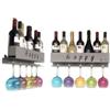 Set Da 2 Portabottiglie Da Parete In Metallo Dorato, Pieghevoli, Con Supporto Per 3 Bottiglie E 3 Bicchieri, Per Vino E Calici, Salvaspazio - 3