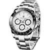 CEYADG Orologio al quarzo da uomo pagani design Daytona Homage, cronografo da polso per uomo, movimento VK63, cinturino in acciaio inossidabile, PD1644 (Bianco)