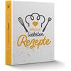 itenga Raccoglitore ad anelli per ricette, formato A4, motivo stampato a 2 anelli, meccanismo a 2 anelli, colore giallo e grigio, con raccoglitore ad anelli per ricette da cucina, larghezza 35 mm