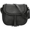 KKXIU Borse a tracolla casual da donna con patta e nappa, nero, Small