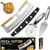 Laufunjoy Tagliapizza, Taglia Pizza Acciaio Inox Professionale Tagliapizza a Mezzaluna con Doppio Manico in Legno Rotella Tagliapizza Pizza Coltelli da Pizza per Tagliare Pane, Verdure, Cioccolato