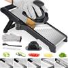 YC Kitchen Affettatrice mandolino 5 in 1, regolabile in acciaio inox, taglierina vegetale, affettatrice pomodoro, taglierina frutta e onione, inclusi guanti resistenti