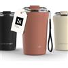 LARS NYSØM Tazza Termica per caffè Thermo Coffee Mug-to-Go con Cinturino & Coperchio in Tritan 380ml | Tazza da Viaggio 0,38 Litri con Isolamento | Per caffè e tè (Brick Red, 380ml)