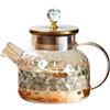Orrdiffi Teiera in Vetro con Coperchio Teiera Vetro Borosilicato con Filtro in Acciaio Inox Coil,Resistente al Calore Compatibile con Fornelli,Caraffa per Tè,Tè in Fiore,Succhi,Caffè,Latte (1000ML)