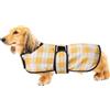 Geyecete-Cappotto Cane Impermeabile,Cappotto Bassotto,Bassotto Impermeabile Giacca con Regolabile Cintura,riflettuto Bassotto Giacca per piccola media Cani-Giallo Quadri -S