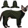 Hjyokuso Tuta Gatto Post Operatoria, Vestiti Per Gatti - Comodo, Facile Da Indossare, Anti Sporco E Protegge Ferite - Verde M