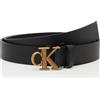 Calvin Klein Monogram Buckle Fixed Belt 35Mm Lv04G7025G Cinture, Black (Black/Antique Brass), 100 cm Adulto