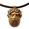Eurofusioni Ciondolo Maschera Bacco Riproduzione di un antico monile Etrusco Portafortuna placcato oro con collana. Dioniso Dio del vino, simbolo di abbondanza. Gioiello artigianale, Modello unico