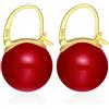 HUGE TOMATO Orecchini pendenti con perle rosse, eleganti orecchini pendenti in argento sterling 925 da 14 mm con chiusura placcata oro 14k per la moda femminile