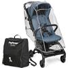 Peg Perego Passeggino Leggero Volo con Parapioggia, per Aereo, Compatto, Omologato per Cappelliera, Misure Bagaglio a Mano, Adatto dalla Nascita fino a 22 kg, Include Borsa da Viaggio, Blue Cameo