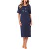 Merry Style Camicia da Notte Manica Corta Donna 91LW1 (Blu Scuro (Manica Corta), M)