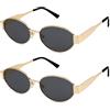 SOJOS Occhiali da sole Donna Uomo Retrò Ovale Metallo Vogue Classici Protezione UV400 Occhiali da sole SJ1217