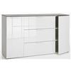 Composad | Mobile Contenitore della Linea GALAVERNA con 3 Cassetti e 2 Ante, Mobile Ingresso Archivio, Madia Bianca, (LxAxP) 159,9x93,5x45 cm, Cemento e Bianco Laccato, Made in Italy