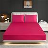 ROOEE Set di lenzuola con angoli e federe, in seta satinata, traspirante, morbido tessuto spazzolato, resistente alle pieghe, al restringimento e allo scolorimento (fucsia, matrimoniale)