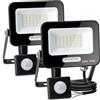 Aigostar- 20W Faretto Led da Esterno con Sensore di Movimento, Faro LED Esterno, 1650LM, Bianco Freddo 6500K, IP65 Impermeabile, Faretti LED per Giardino, Cortile, Patio, Garage, Confezione da 2