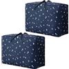 Ziyonix 2 Pezzi Borse Stoccaggio Vestiti Grande Borsa di Stoccaggio con Cerniera 105L Armadio Sottoletto Sacco Piumone Borsa Portaoggetti Grande per Trapunte, Coperte, Cuscini, Vestiti