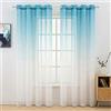 MIULEE Tende Voile Trasparenti 2 Pannelli con Occhielli Poliestere per Camera da Letto Salotto Cucina Modbido Moderna 140X225 CM Blu