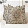 Miuyunya Set di 2 Beige Federe Cuscini Divano 40x40 Esterni Impermeabile Mandala Federa per Cuscino Motivo Tappeto Quadrati Copricuscini Divano Biancheria Decorativi per Esterni Patio Giardino