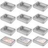 TOATELU 12 scatole rettangolari in metallo, piccole lattine con coperchio trasparente della finestra, mini scatola argentata, lattine vuote per la casa, 115 x 85 x 22 mm (argento)
