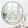 JJUUYOU Specchio rotondo da parete, 40 cm, cornice in legno, stile vintage, decorativo, per bagno, soggiorno, camera da letto, dormitorio, bagno, verde