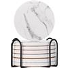star point Set di 6 sottobicchieri rotondi in ceramica stile marmo, con base in sughero e supporto, adatti per tipi di tazze, tavolo in legno, 10,5 cm (marmo)