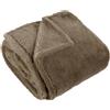 furn. Coperta in pelliccia sintetica Kallu - Coperta decorativa morbida e soffice con bordo Oxford (Moka - 130x180cm)
