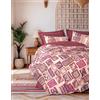 Nuit Des Rêves Set copripiumino matrimoniale Claret Red Ranforce (200 x 200 cm), 100% cotone, 2 federe (80 x 80 cm), stampa pigmentata, lavabile in lavatrice, chiusura con bottoni