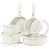 YASHE Set da cucina 15 pezzi, pentole e padelle con rivestimento antiaderente in granito, manici rimovibili, impilabili, facili da pulire, compatibili con induzione, gas e vetroceramica