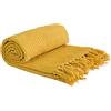 Emma Barclay Coperta in Cotone Riciclato a Nido d'Ape, Tinta Unita, per Sedia e Divano, Colore Giallo ocra, 90 x 100 (228 x 254 cm)