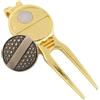 Boerni Strumento 2 in 1 in metallo per la riparazione del campo da golf, portatile, dorato, strumento di riparazione con marcatore magnetico per palline da golf, accessori per la riparazione di amanti